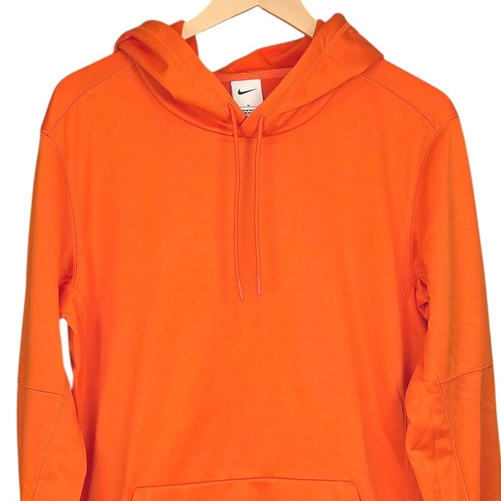 Nike Hoodie Mens Medium Orange Pullover Fleece Sweatshirt Therma Fit Casual NWOT